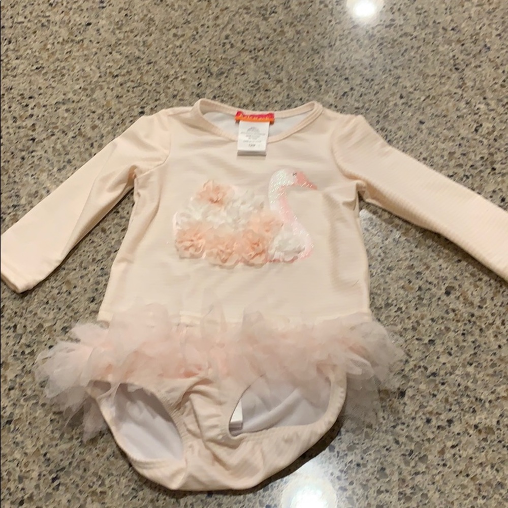 NWOT Adorable Kate Mack swan two piece swimsuit!